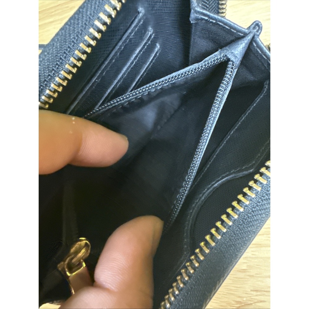 TORY BURCH Leather Robinson Continental‎ Zip Around Wallet in Luggage Black - Picture 6 of 7